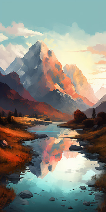 AI Art, artistic, mountain HD phone wallpaper