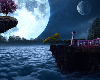 Moon Night 2, atmosphere, sky HD wallpaper