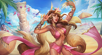 Sandcastle Slasher Da Ji, daji, girl, summer, pink, fantasy, angelina chernyak, smite, game, vara, da ji HD wallpaper