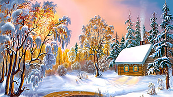 Beautiful Winter, House, Pretty, Trees, Bridge, Cabin, Cottage HD wallpaper