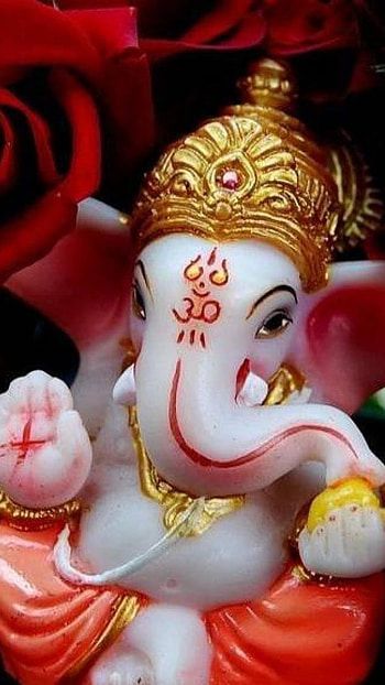Ganpati , Red Flowers HD phone wallpaper