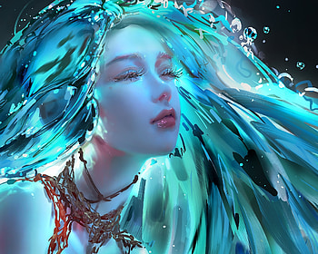 Ocean ( detail) by NIXEU, fantasy, nixeu, face, luminos, girl, ocean, blue, frumusete, art, gorgeous, superb HD wallpaper