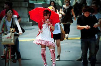 Apart from the Rest, umbrella, model, outfit, stockinsd, beautiful, lolita, people HD wallpaper