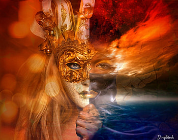 Mask Beauty, bokeh, mask, art, sky, woman HD wallpaper