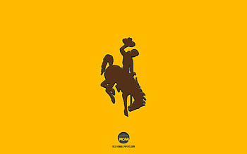 Wyoming Cowboys, yellow background, American football team, Wyoming Cowboys emblem, NCAA, Wyoming, USA, American football, Wyoming Cowboys logo HD wallpaper