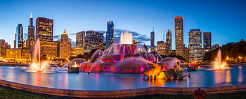Chicago, Usa, , Building, City, Fountain, Night, Skyscraper, Cities HD wallpaper