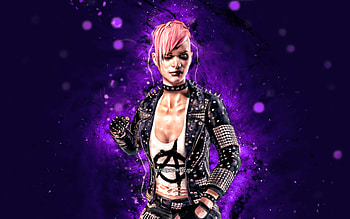 Punk Rock Cassie Cage, , violet neon lights, Mortal Kombat Mobile, fighting games, MK Mobile, creative, Mortal Kombat, Punk Rock Cassie Cage Mortal Kombat HD wallpaper