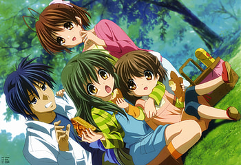 Picnic Together, nagisa, tomoya, clannad, fuuko, food, steal, okazaki, anime, key, game, ibuki, ushio, picnic HD wallpaper