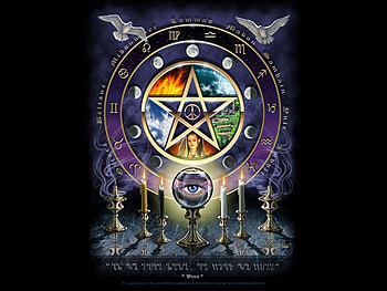 Wicca Magic, Woman, Sign, Doves, Purple HD wallpaper
