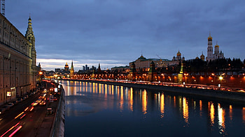 Preview moscow, night, russia, archangel cathedral, cathedral of the annunciation HD wallpaper