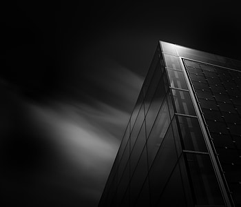 Architecture, Building, Glass, Bw, Chb, Facade, Modern, Up To Date, Angle, Corner HD wallpaper