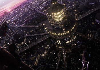 Building, Anime, Sci Fi, Light HD wallpaper