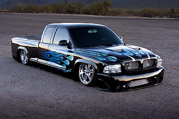 Unfadeable, blue, lowered, black, truck HD wallpaper