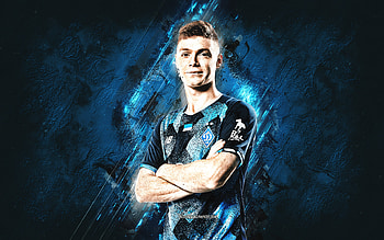 Viktor Tsygankov, FC Dynamo Kiev, Ukrainian football player, midfielder, blue stone background, Premier League, Ukraine, football HD wallpaper