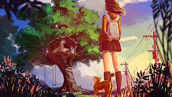 Little Hideout, anime-girl, anime, artist, artwork, digital-art, deviantart HD wallpaper