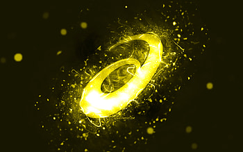 ASICS yellow logo, , yellow neon lights, creative, yellow abstract background, ASICS logo, fashion brands, ASICS HD wallpaper