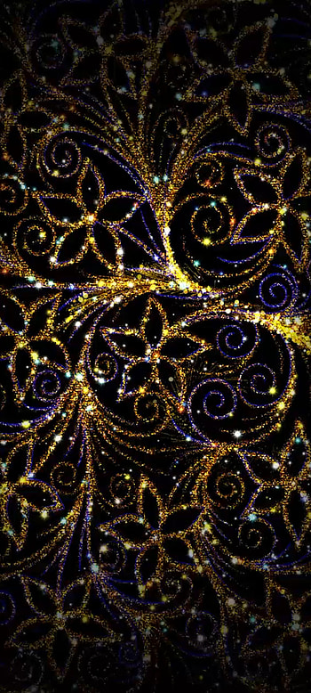Glitter Flowers, gold, electric blue, premium, luxury HD phone wallpaper