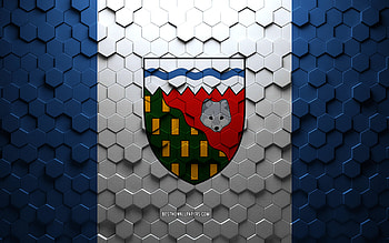Flag of Northwest Territories, honeycomb art, Northwest Territories hexagons flag, Northwest Territories, 3d hexagons art, Northwest Territories flag HD wallpaper