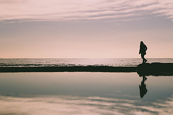 Water, Sea, Beach, Dark, Silhouette, Miscellanea, Miscellaneous HD wallpaper