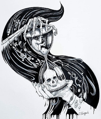 Between Life and Death, Baby, Hourglass, Skull HD phone wallpaper