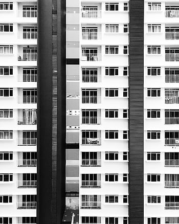 Stunning black and white of modern high-rise in Shah Alam, Malaysia. HD phone wallpaper
