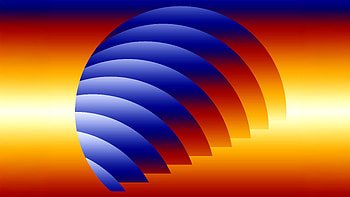 Bold Blue Layered Dome On Fire Orange Red Glow, blue, fire, orange, red, glow, artist, artwork, art, digital-art, abstract, deviantart HD wallpaper