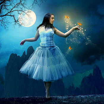 Moonlight Dance, girl, sky, dance, moonlight HD wallpaper