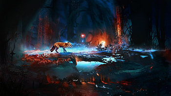 Red fox art, Artistic masterpiece, Vibrant and striking, Captivating red fur HD wallpaper