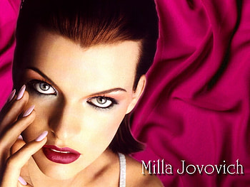 Milla Jovovich, red lips, sexy, long nails, black hair, actress, great eyes, female HD wallpaper