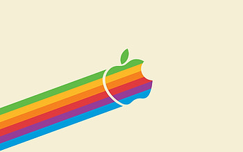 Flying Retro Rainbow Apple – Light HD wallpaper