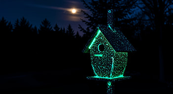 Enchanting Bird House: A Ultra Experience, bird house, night, moonlight, glow, nature HD wallpaper