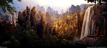A Buddhist Village, jungle, sunset, temple, fall HD wallpaper