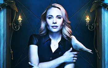 Leah Pipes and white dove, blonde, actress HD wallpaper