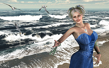 Seaside Release, blue, seaside, fantasy, daz3d, female HD wallpaper