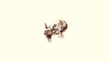 Zombie Apple Bite Minimalism, zombie, artist, apple, minimalism, digital-art HD wallpaper