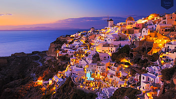 Santorini, , Dusk, House, Light, Towns HD wallpaper