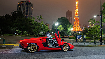 Lamborghini, Red, Lamborghini Countach, LPI 800 4, Car, 2022, Trees, 2 Cars HD wallpaper