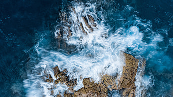 Nature, Water, Sea, Waves, Rocks, View From Above HD wallpaper