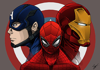 Spiderman Iron Man Captain America Artwork, spiderman, iron-man, captain-america, artwork, artist, deviantart HD wallpaper