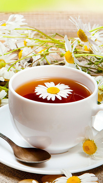 Tea saucer drink, Spoon mug , Chamomile tea, Health benefits HD phone wallpaper