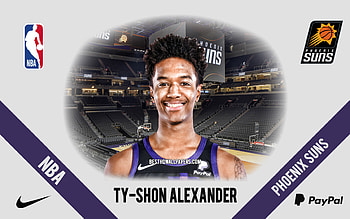 Ty-Shon Alexander, Phoenix Suns, American Basketball Player, NBA, portrait, USA, basketball, Phoenix Suns Arena, Phoenix Suns logo HD wallpaper