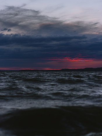Sea, dark, body of water, sunset HD phone wallpaper