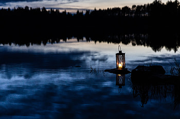 Water, Rock, Lake, Dark, Lantern, Lamp, Stone HD wallpaper