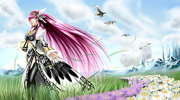 Megurine Luka, birds, awesome, artistic, nice, blue sky, digital, cg, petals, aqua eyes, sexy, white, art, ecchi, thigh highs, hot, girl, headset, singer, aqua, grass, pink hair, anime girl, anime, pretty, megurine, virtual, stockings, blue, luka, black, song, heads, leggings, cute, vocaloid, beauty, music, vocaloids, thighhighs, amazing, stunning, program, beautiful, diva, white clouds, armor, pink, field, cool, clouds, sky, flowers, idol, micro HD wallpaper