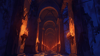 Dark Anime Hall Torch -, Anime, hall, dark anime, torch HD wallpaper