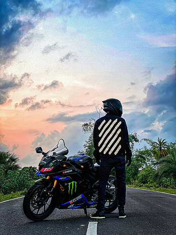 Yamaha R15 V3, cloud, sky, Bike HD phone wallpaper
