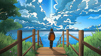 Walking Through The Bridge, artist, artwork, digital-art HD wallpaper