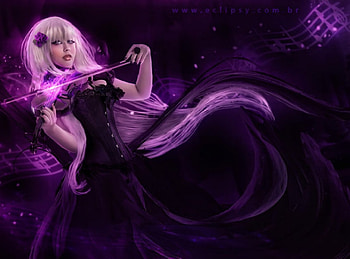 Dark Symphony, purple, lady, fantasy, dark HD wallpaper