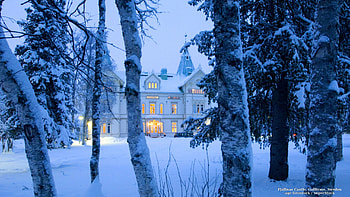 Swedish Castle in Winter, winter, snow, trees, nature, castle HD wallpaper