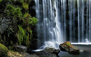 elegant waterfalls, waterfalls, forests, nature, water HD wallpaper